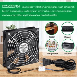 WDERAIR Small EC Brushless Axial Fan 120mm x 25mm Dual Ball with AC Plug 110v 120v 220v 240v for DIY Mini Box, Electronics Cabinet Exhaust, Cooling Ventilation for Plant Growth