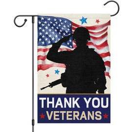 Heyfibro Thank You Veterans Garden Flag 12x18 Inch Double Sided, Soldiers Heroes Thank You Patriotic USA Yard Banner for Independence Veterans Day Outdoor House Decorations (ONLY FLAG)