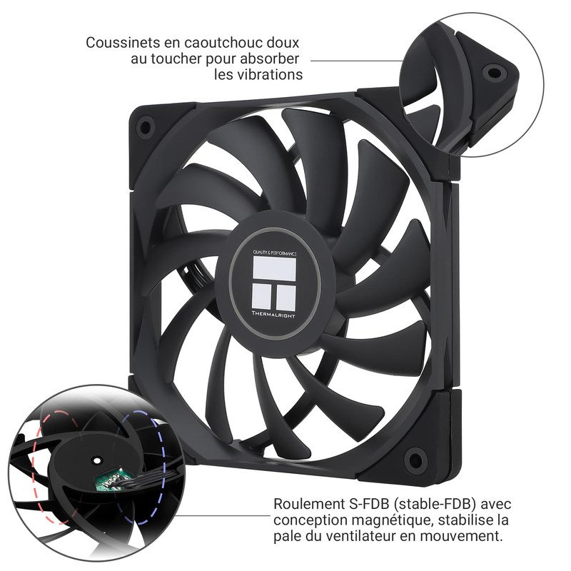 TR TL-C12015B Computer Case Fan, 4 Pin Silent PWM Fan,