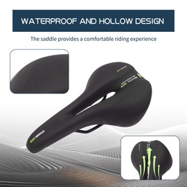 Yunova Bike Seat for Men and Women - Comfortable Bicycle Saddle with Triple Shock Absorption, Waterproof PU Leather, Ergonomic Wide Design, Reflective Strip for Road and Mountain Bikes