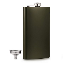 GENNISSY Silver 18/8 Stainless Steel 10OZ Hip Flask - Flasks for Liquor with Funnel(Green)