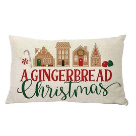 YBDXHA A Gingerbread Cotton Linen Pillow Throw Pillow Case Cushion Cover Home Sofa Decorative 12 X 20 Inch