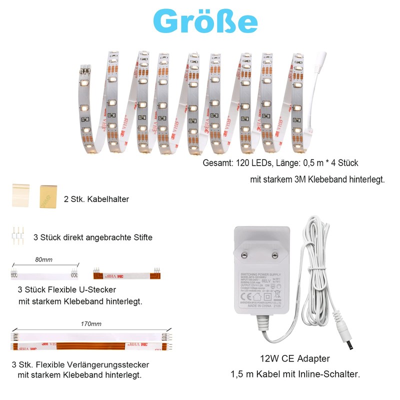 WOBANE Kitchen LED Under-Unit Light, 4 x 50 cm LED