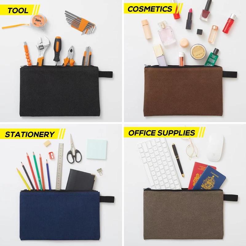 KOYYTO 8 Pack Canvas Tool Pouch with Zipper,Upgrade 16 oz