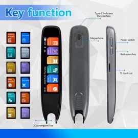 ConBlom Scan Reader Pen, 142 Language Translator Device, Smart Digital Reading Pen for Dyslexia, Elderly, Kids, Students, Supports Voice, Scan, Text to Speech (Black)