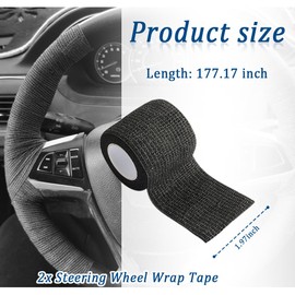 OFBAND 2PCS 14.76Ft Steering Wheel Wrap Tape No-Slip,Sweat Absorption Steering Wheel Tape for Protection Self Adhesive,Universal Car Wheel Cover Car Accessories Fit Car Truck SUV (Black)