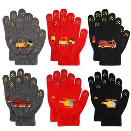 TAGVO 6 Pairs of Children's Magic Gloves, Stretch Full Finger Gloves, Winter Warm Knitted Gloves for 5 - 13 Years Old Children, Girls, Boys, School, Commuting, Outdoor Play, multicoloured