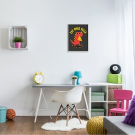 Stupell Industries Eat More Pizza Red Dragon Dinosaur Text Cartoon, Design by Michael Buxton