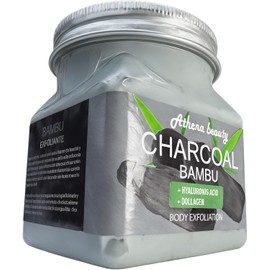 Athena Beauty Exfoliante Corporal de Carbón y Bambú con Ácido Hialurónico y Colágeno