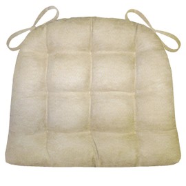 Barnett Home Decor Microsuede Chamois Mushroom Dining Chair Pad with Ties - 15 x 17 Size Small Chair Cushion - Latex Foam Fill, Reversible, Machine Washable - Microfiber Ultrasuede - Neutral Beige