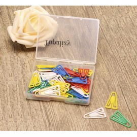 Tupalizy Small Creative Plastic Triangle Paper Clips Holder Cute Decorative Album Memo Clips Bookmarks Marking Document Organizing Office Stationery, Assorted Colored, 50PCS
