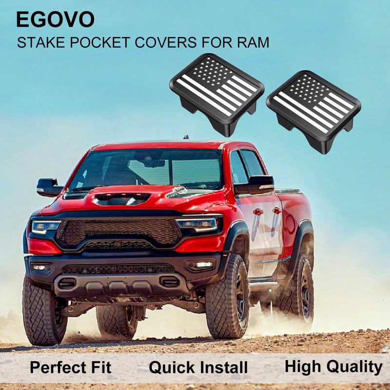 EGOVO Bed Rail Stake Pocket Covers Compatible with 2019-2026 Dodge