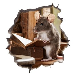 Mouse Reading Book Wall Murals Peel and Stick for Kids Room, Classroom Wall Decor - 3D Effect Wall Mural, Ideal Wall Stickers & Murals, Decorative Decal for Educational Spaces Design 8