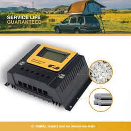 XINPUGUANG 60A Solar Charger Controller PWM Solar Panel Battery Regulator 12/24V Auto Work LCD Display Dual USB Ports 5V 2A Output (12V/24V/60A)