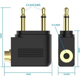 AYMBH Gold-Plated Airplane Headphone Adapters (Pack of 2) | Connect Your Earphones to In-Flight Media Systems | Crystal-Clear Audio for Music & Movies | Lightweight & Travel-Friendly Design