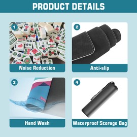 32 Inch Mahjong Mat for Table, Non-Slip & Noise Reduction Mahjong Table Cover with Rules, Portable Gaming Mat for Poker, Board Games, Cards, Tiles & Dominoes (Green)