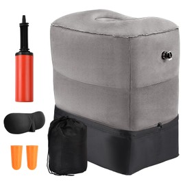 Amexo Inflatable Footrest Cushion for Travel, Height Adjustable Aeroplane Travel Pillow, Portable Foot Cushion, Travel Bed Box for Toddlers, Suitable for Travel, Car, Train, Home and Office