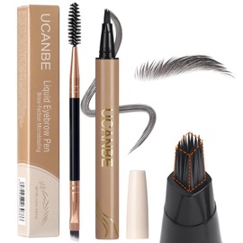UCANBE Brow-Fection Angled Brush Eyebrow Pen, Liquid Microblading Eyebrow Pencils for Women, Wild Natural Brow Pen for Realistic Hair-Like Brows, Easy to Color, Waterproof, Lasts All Day, Soft Black
