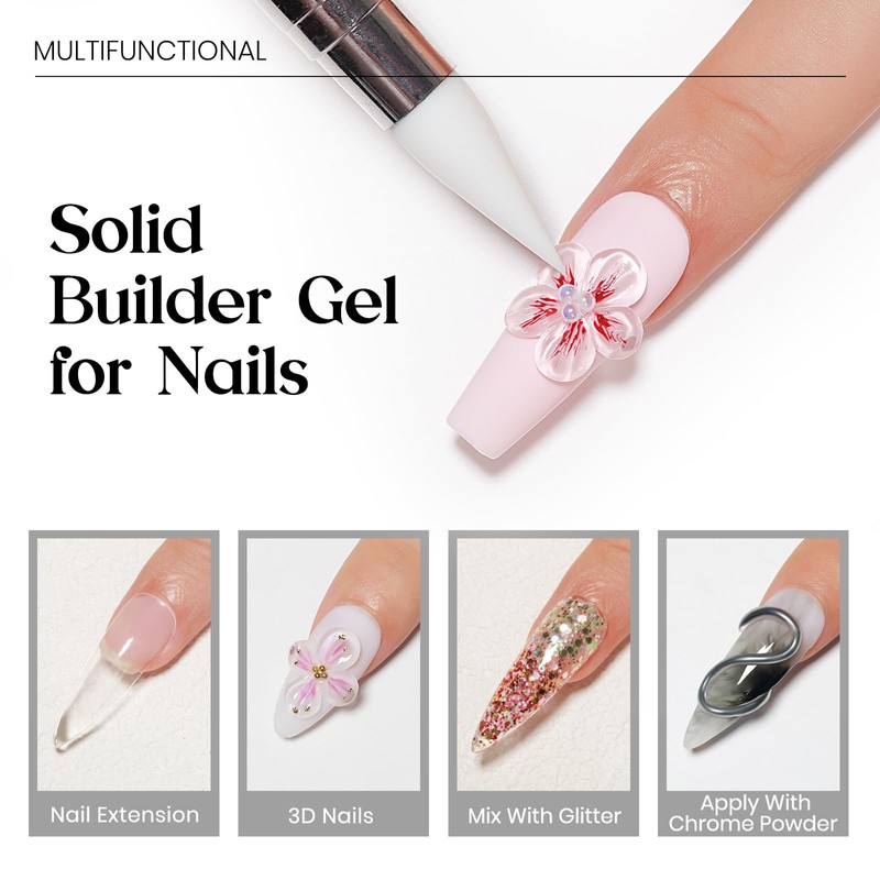 MIZHSE Solid Builder Nail Gel 3D Nail Gel and Rhinestone