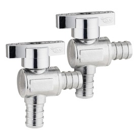 1/4 Turn Angled Stop Valve Washing Machine 1/2″ PEX x 1/2″ PEX, Quarter Turn Water Shut Off Valve Chrome Plated Brass by D.N. (Pack of 2)