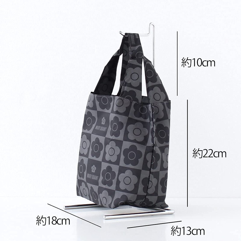 MARY QUANT 192012-1202-60 Eco Bag (Small Size/Black) Floral Daisy Bag,