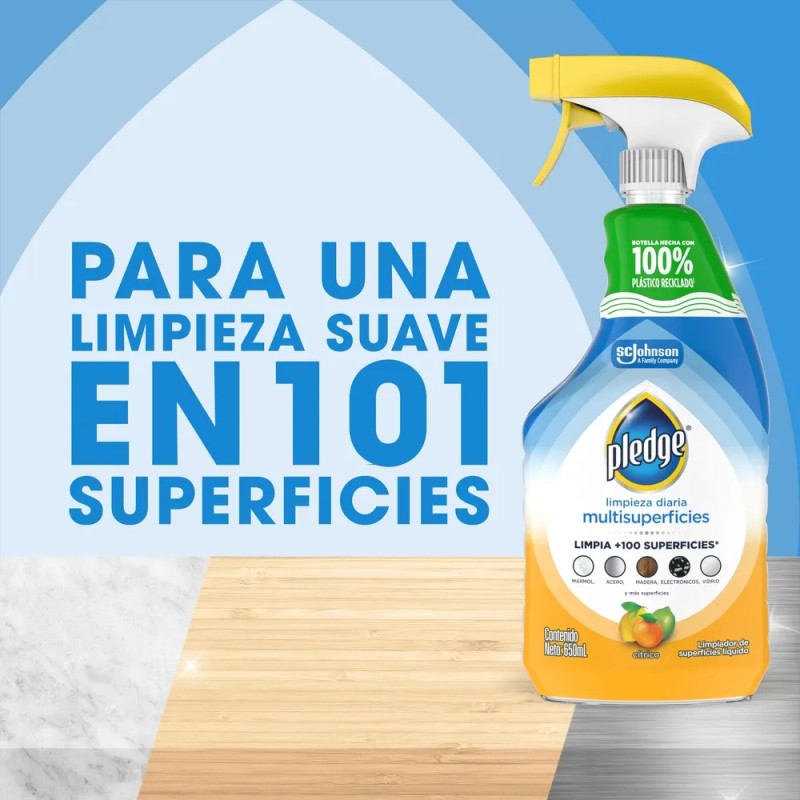 Limpiador de Superficies Pledge Cítrico Electrónicos Acero Maderas y Más
