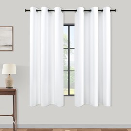 KOUFALL White Room Darkening Curtains 48 Inch Long,Blackout Short Window Curtains 48 Inch Length for Bedroom Bathroom 2 Panels Set