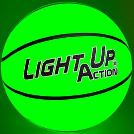 Light Up Action Green LED Basketball USB-C Rechargeable Size 7 New and Improved Model