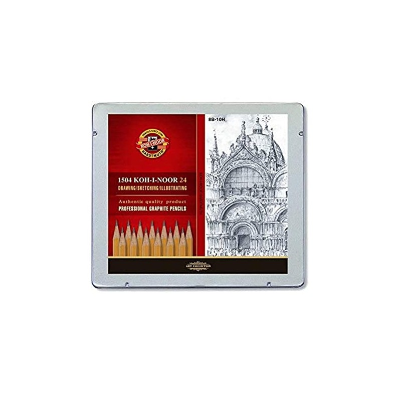 KOH-I-NOOR 8B-10H Graphite Pencil in Tin (Pack of 24)