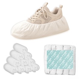 TYGA Shoe Covers, Embossed Waterproof Overshoes, Anti-Slip Boot & Shoe Protectors for Floor, Carpet, Cleaning, Indoor/Outdoor Use, Pack of 100, White