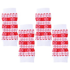 Dog Socks 4Pcs Knitted Dog Leg Warmers - Winter Warm Pet Dog Leg Socks Christmas Snow Print Pet Leg Hock Protector for Small Medium Dogs Cats Aquarium Plants Live