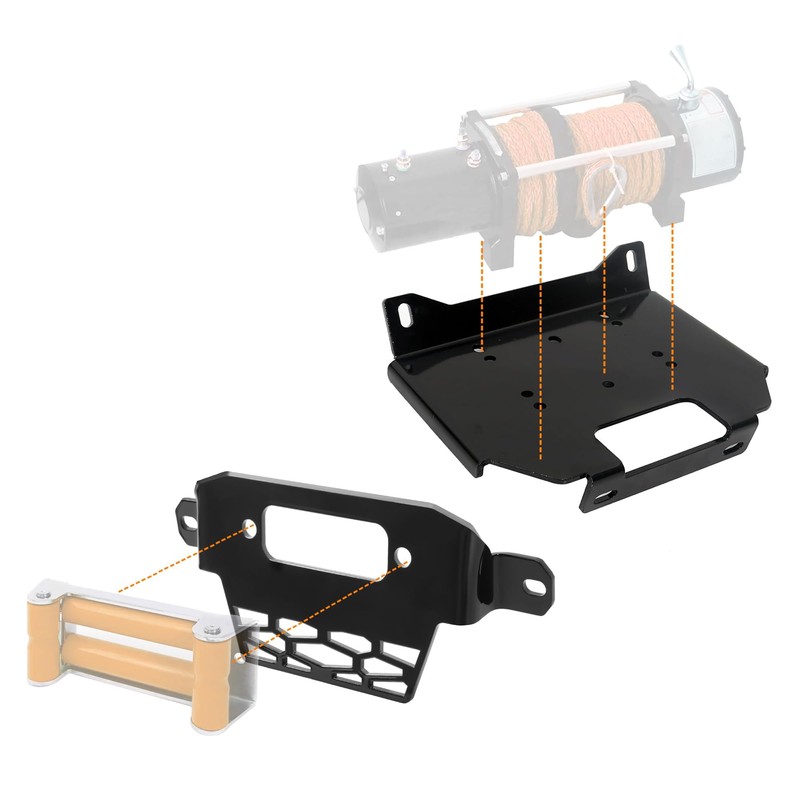 ECOTRIC Winch Mount Plate Bracket Kit Compatible with 2014-2019 Polaris
