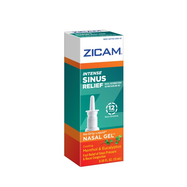 Zicam Intense Sinus Relief Nasal Gel, (15 ml), 0.5 Fl Oz (Pack of 2)