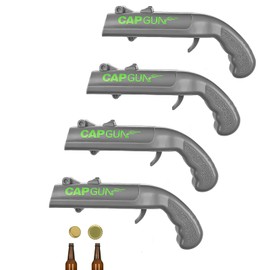 Bottle Cap Gun, Pack of 4 Cap Gun Bottle Opener Gun, Shot Bottle Opener, for Home, Bar, Party, Drinking and Gaming, Gadgets for Men, Bottle Opener with Shot (Grey)