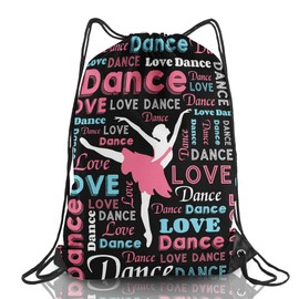 HJKLONE Dance Drawstring Bag Gifts for Dancers Dancer Drawstring Backpack Dance Team Gifts Dance Party Favor Bag (Black,1Pcs)