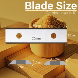 60mm Carbide Inserts 2-3/8" Replacement Cutters Knives for Paint Scraper Tool 60×12×1.5mm-35°for Flush Trim Router Bit Hand-Held Scraper Tool Woodworking Spiral/Helical Cutter Head 10pcs