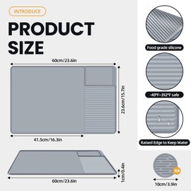 23.6'' X 15.7'' Silicone Coffee Mat for Multiple Usage,Non-Slip, Easy Clean,Eco-Friendly,Heat-Resistant for Countertops, Coffee Bar Accessories Fit Under Coffee Maker Espresso Machine