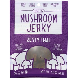 Pan's Mushroom Zesty Thai Flavor Dried Mushrooms Shitake Jerky, Gluten Free, Soy Free, 2.2 Ounce (Pack of 6)