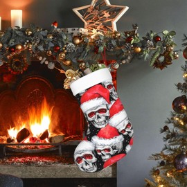 Oxcav Skulls Christmas Stockings for Family Holiday Decor Party Gift Fireplace Hanging Decoration 18 Inches