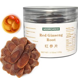 Red Ginseng Slices -HongShen-Pure Natural Chinese Herbal Medicine-3.52 oz/100g-天然红参片 无糖 (Red Ginseng Roots)