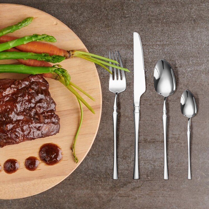 24-Piece Stainless Steel Utensils Set Include Forks Knives Spoons Silverware