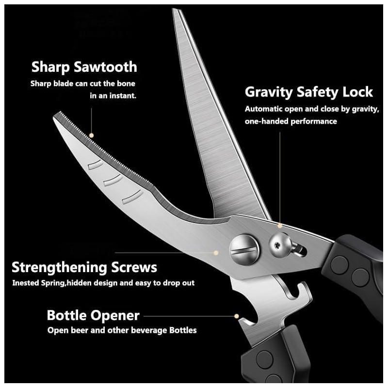 Frafuo Heavy Duty Kitchen Chicken Shears With Anti-Slip Handle &