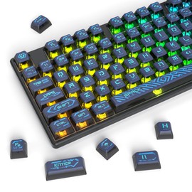GTSP Retro Punk Style Pudding keycaps ASA Profile, 120-Keys PBT Keycaps Custom Keyboard Keycaps 75 Percent US Layouts for MX Switches Mechanical Keyboard (Punk Blue)