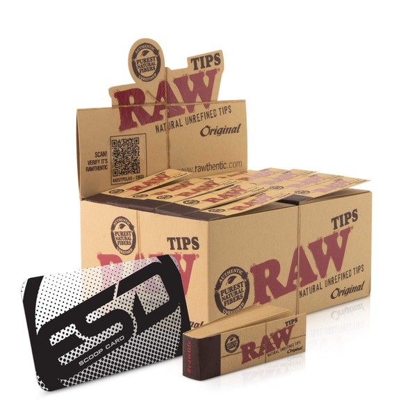 RAW Tips Original Roll Up Tips Full Box | 50 Packs | 50 RAW Tips per Pack | Naturally Slow Burning Tips Made for Re-Use