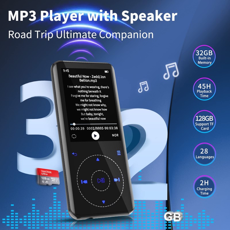 RUIZU 32GB MP3 Player with Bluetooth 5.3: Portable Music Player