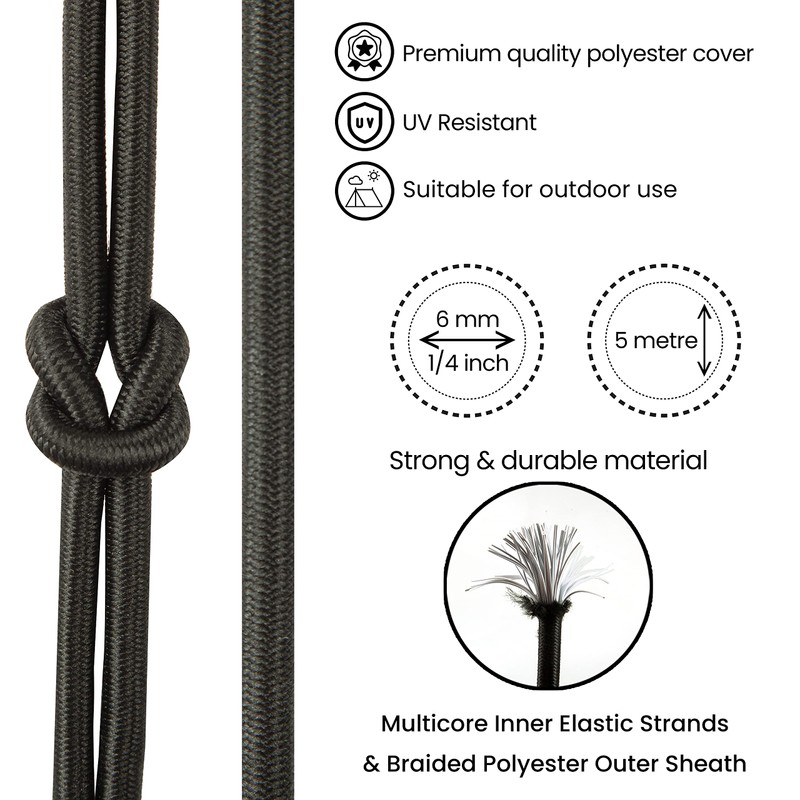 Premium Quality Bungee Cords - 4mm, 5mm, 6mm, 8mm Options