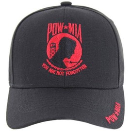 Artisan Owl POW MIA You are Not Forgotten Military Baseball Cap - Adjustable Plastic Closure (Black/Red)