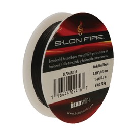 The Beadsmith S-Lon Fire – Braided and Fused Bead Thread – 6lb. Test, .006”/.15mm Diameter, 15 Yard Spool, Black Color – Super Strong Stringing Material for Jewelry Making and Bead Weaving