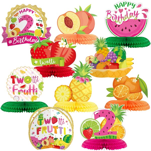 10 Pieces Twotti Fruit Honeycomb Centerpieces Hawaiian Summer Fruit Tropical Fruity Table Toppers for 2 Years Old Birthday Baby Shower Hawaiian Luau Fruit Themed Party Decorations Supplies