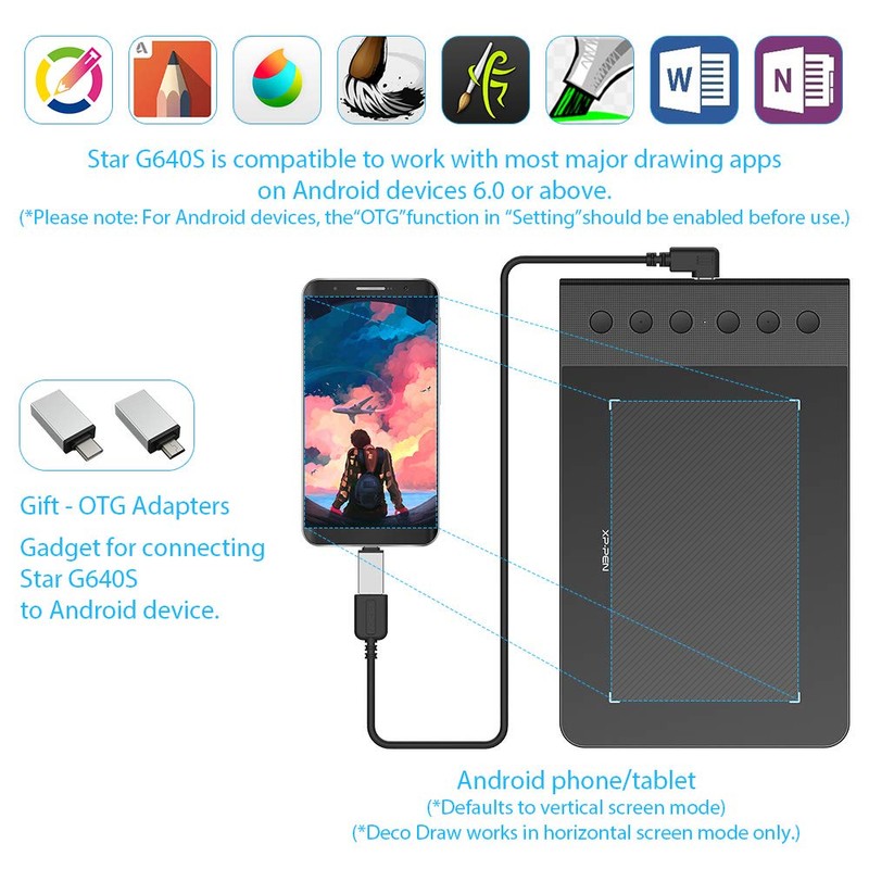 XP-Pen Tableta Drawing Star G640S Compatible con Android